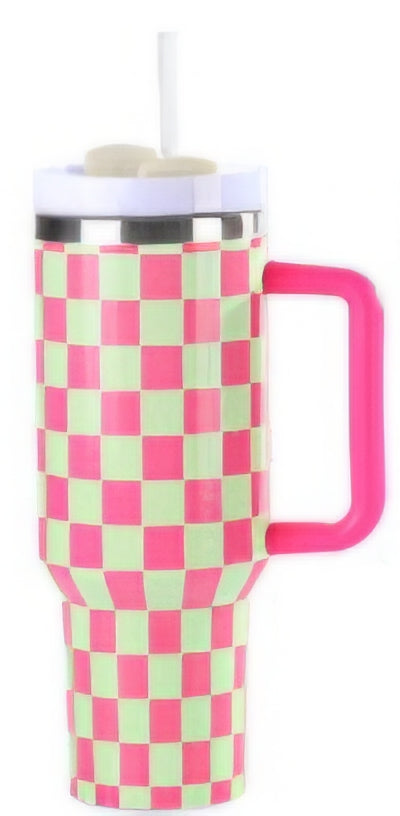Checkerboard Stainless Steel 40oz. Tumblers