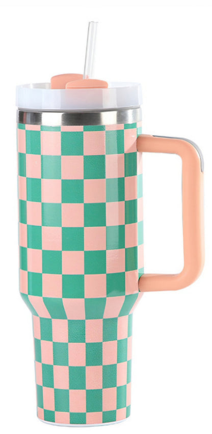 Checkerboard Stainless Steel 40oz. Tumblers