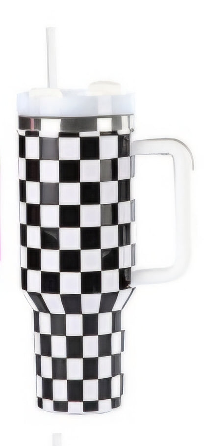 Checkerboard Stainless Steel 40oz. Tumblers