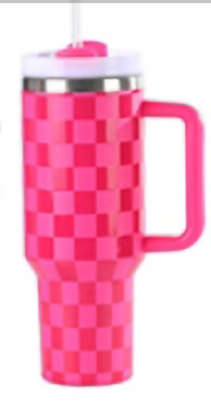 Checkerboard Stainless Steel 40oz. Tumblers
